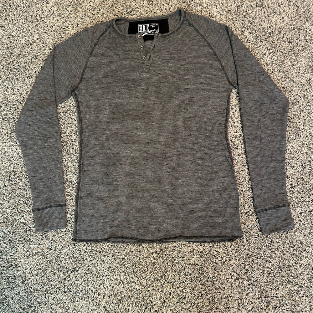 Men’s BKE Vintage Waffle- Kit Gray Henley Standard Fit- size Medium!